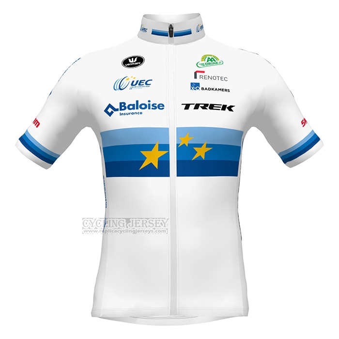 2022 Cycling Jersey European Champion Trek White Red Short Sleeve and Bib Short